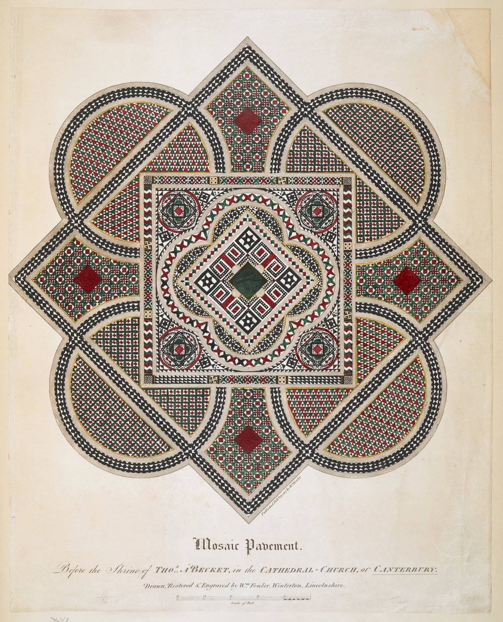 Mosaikk fortau foran helligdommen til Thomas A Becket i katedralkirken på Canterbury av William Fowler