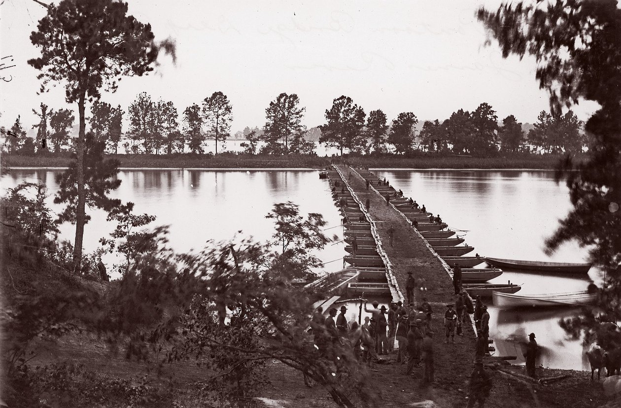 Pontongbro over James River, ca. 1864. av William Frank Browne