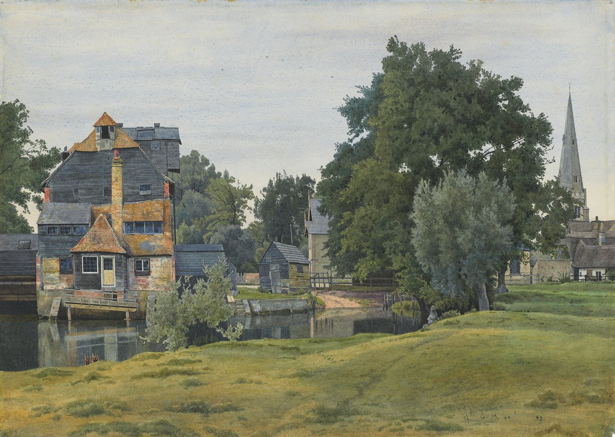 Houghton Mill, nær St Ives, Huntingdonshire, 1889 av William Fraser Garden