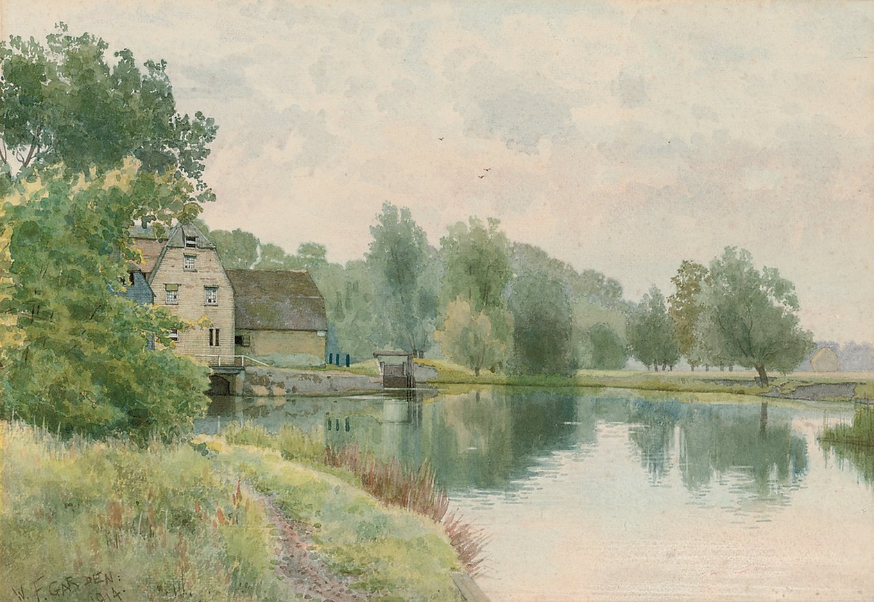 Houghton Mill ved elven Ouse, 1914 av William Fraser Garden