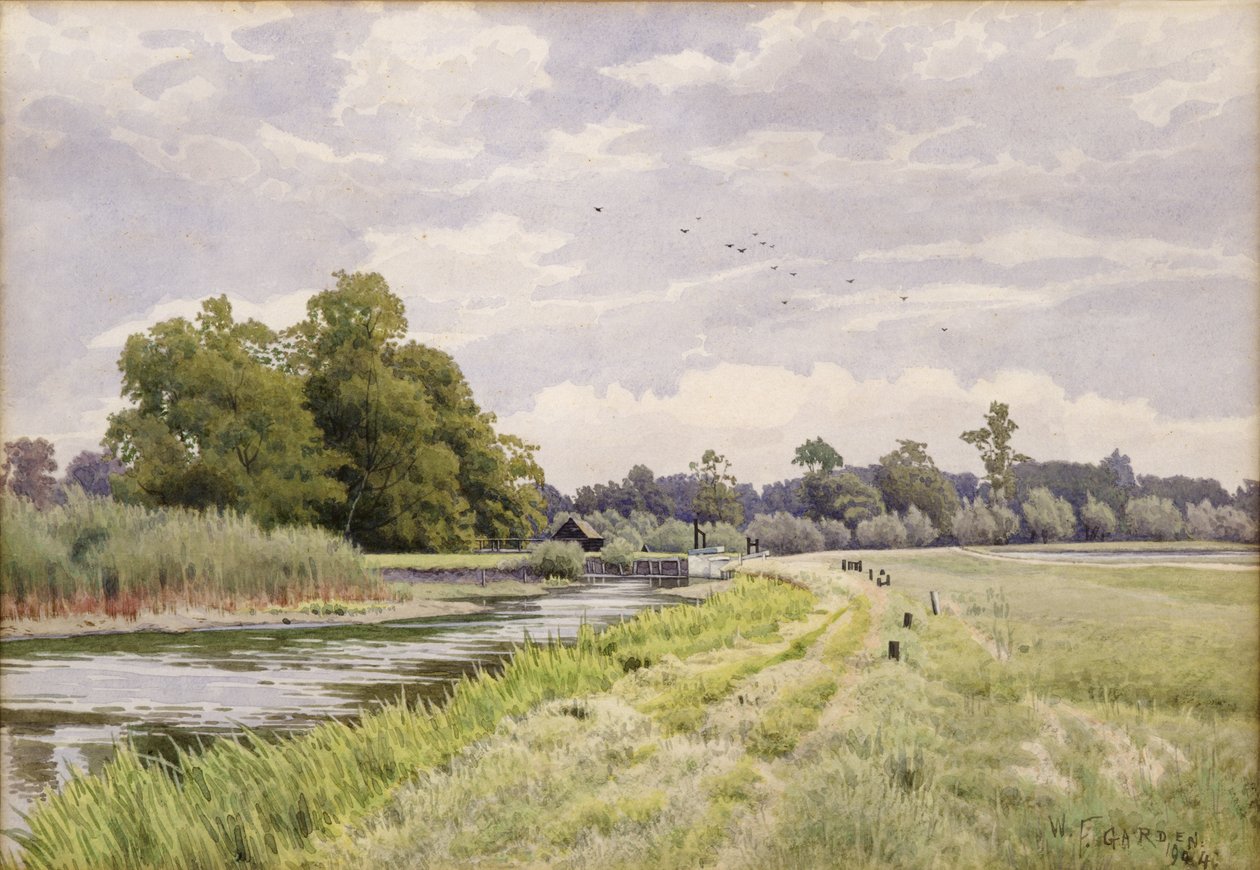 Ved elven Ouse, Hemingford Grey, 1904 av William Fraser Garden