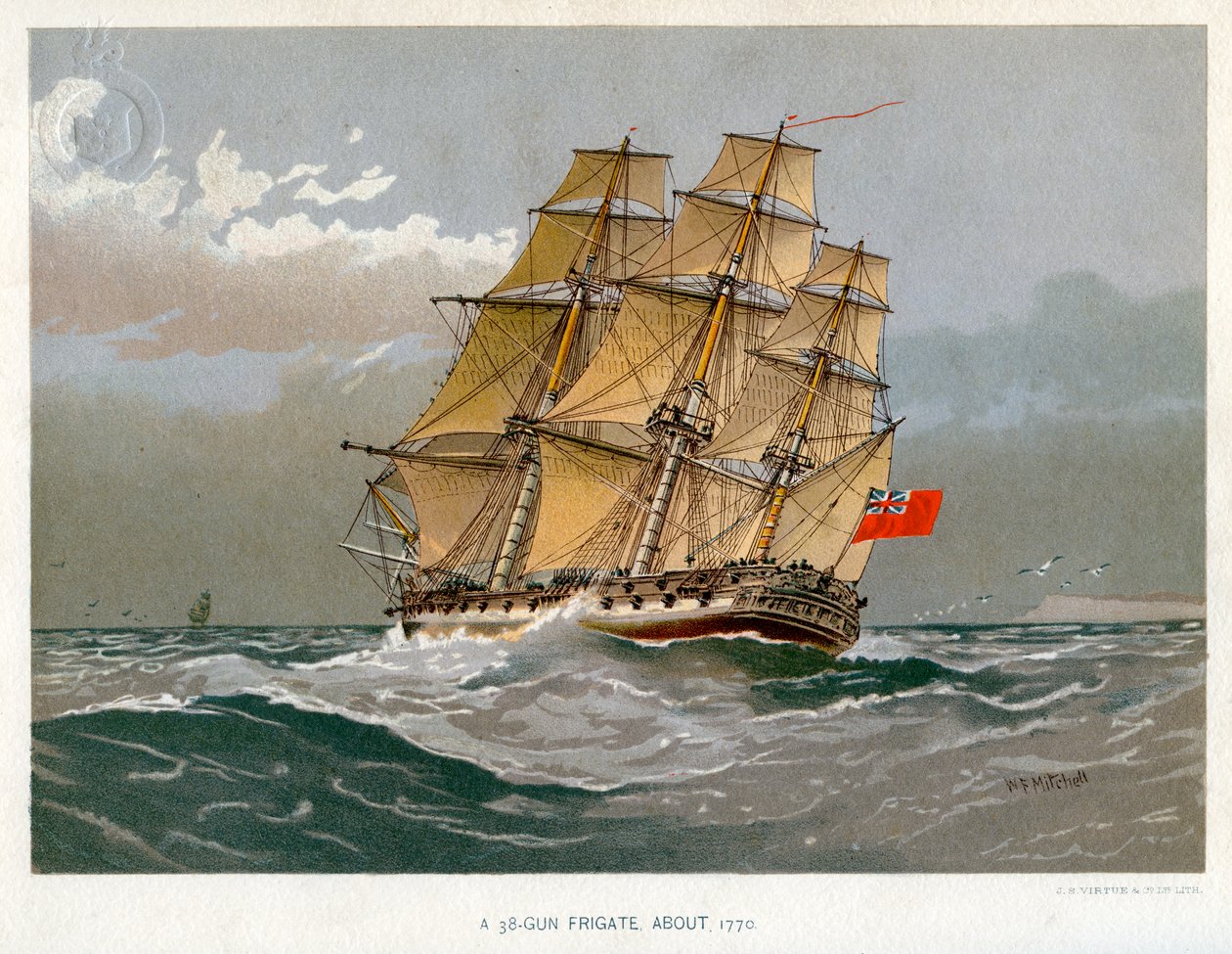 En Royal Navy 38 kanonfregatt, c1770 c1890-c1893 av William Frederick Mitchell