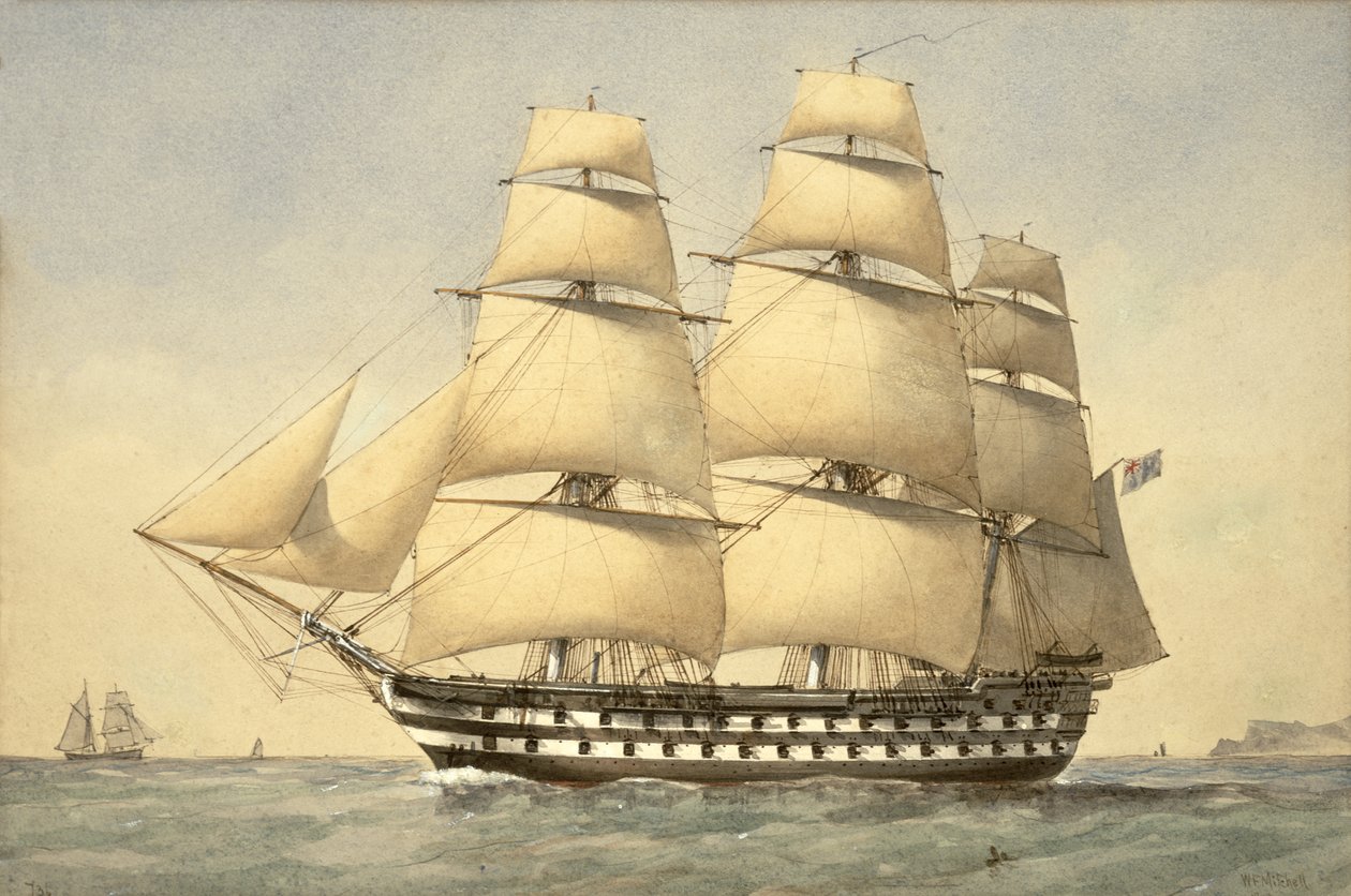 HMS Bellerophon utenfor kysten, 1875 av William Frederick Mitchell