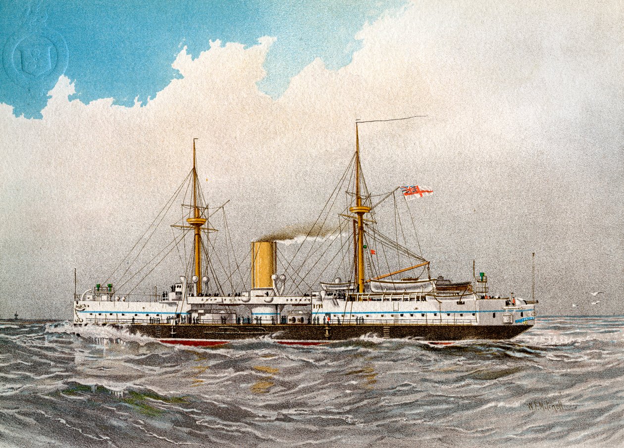 HMS Colossus, Royal Navy 2. klasse slagskip, c1890-c1893 av William Frederick Mitchell