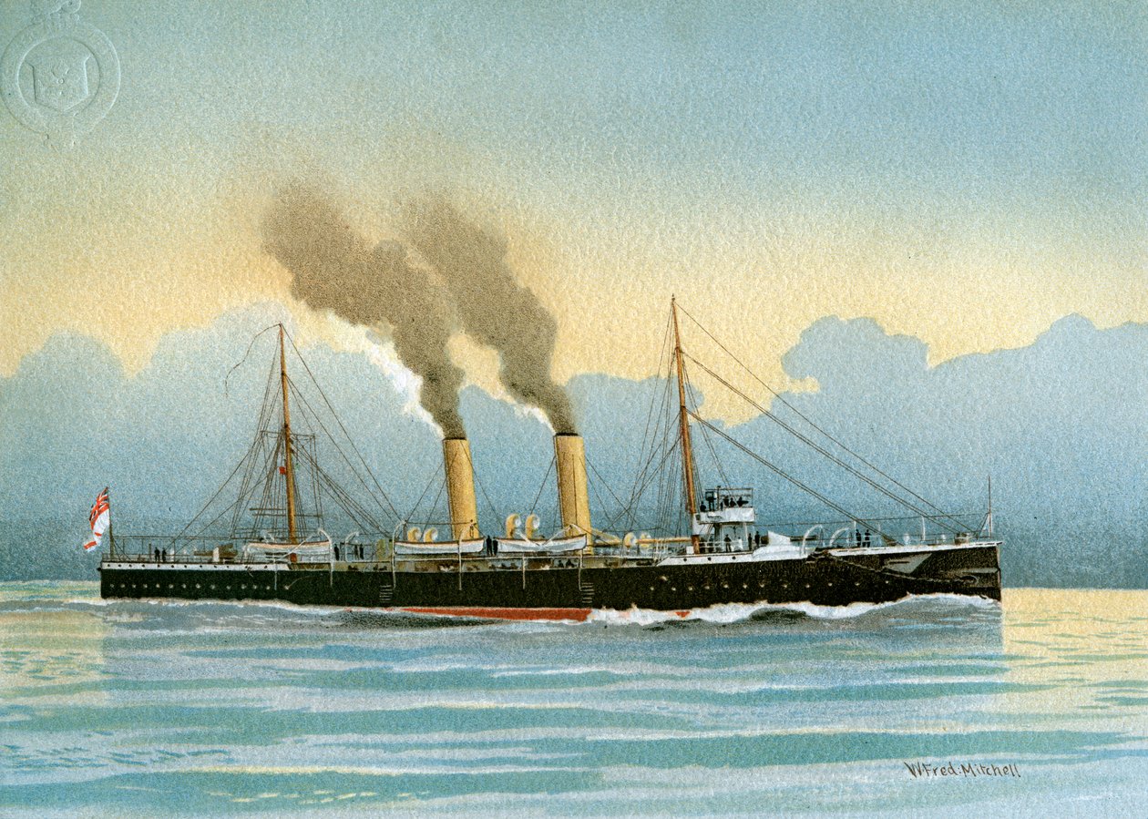 HMS Latona, Royal Navy 2nd class cruiser, c1890-c1893. av William Frederick Mitchell
