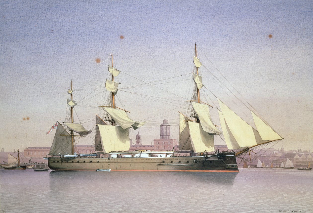H.M.S. Monark i Plymouth av William Frederick Mitchell