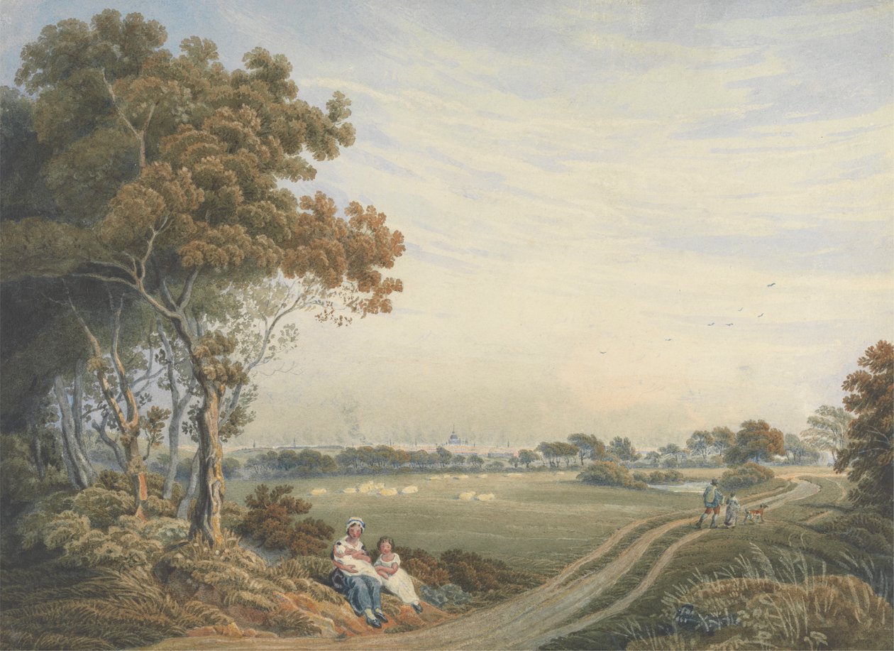 En fjern utsikt over City of London fra St. John's Wood av William Frederick Wells