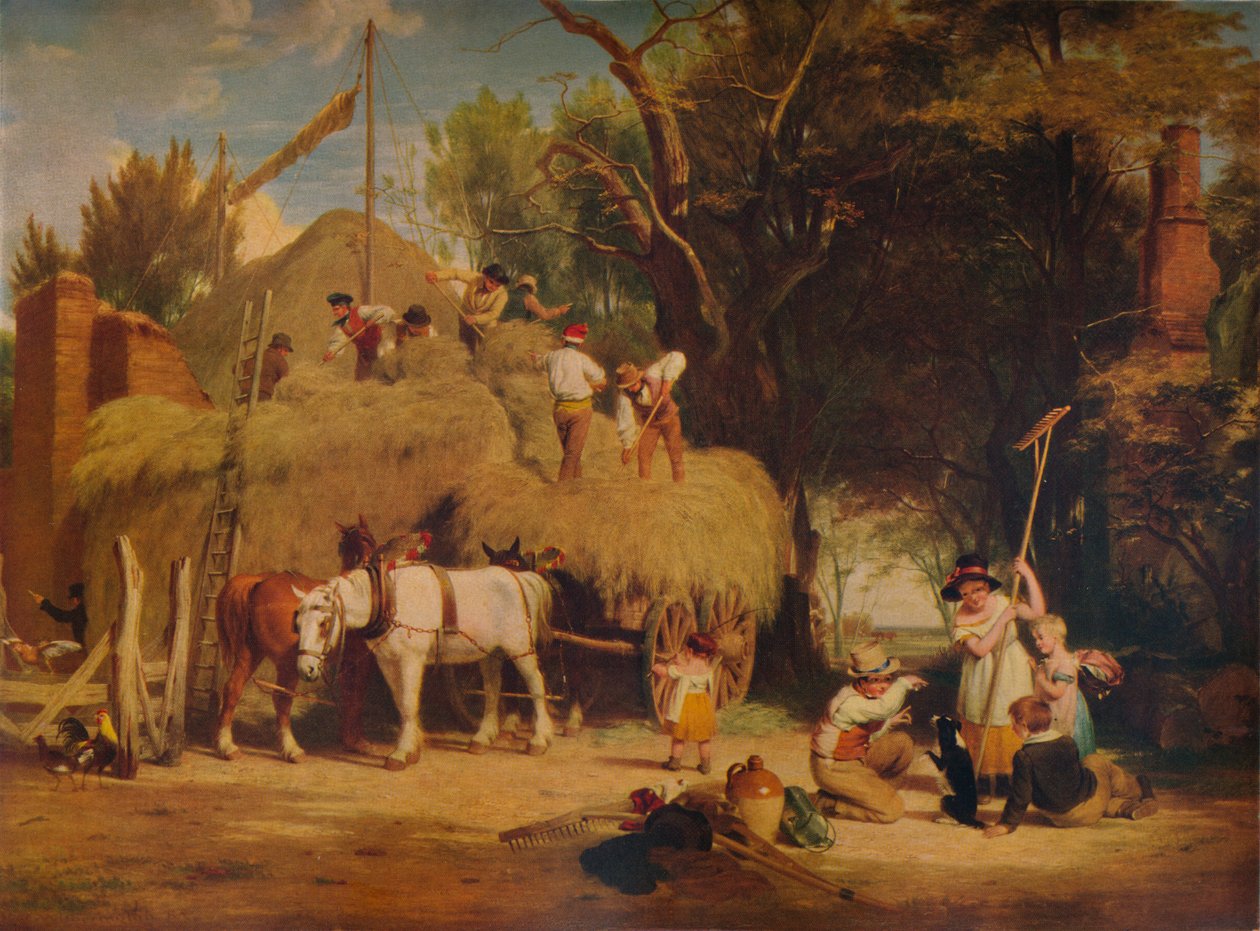 Stacking Hay, 1840, 1938 av William Frederick Witherington