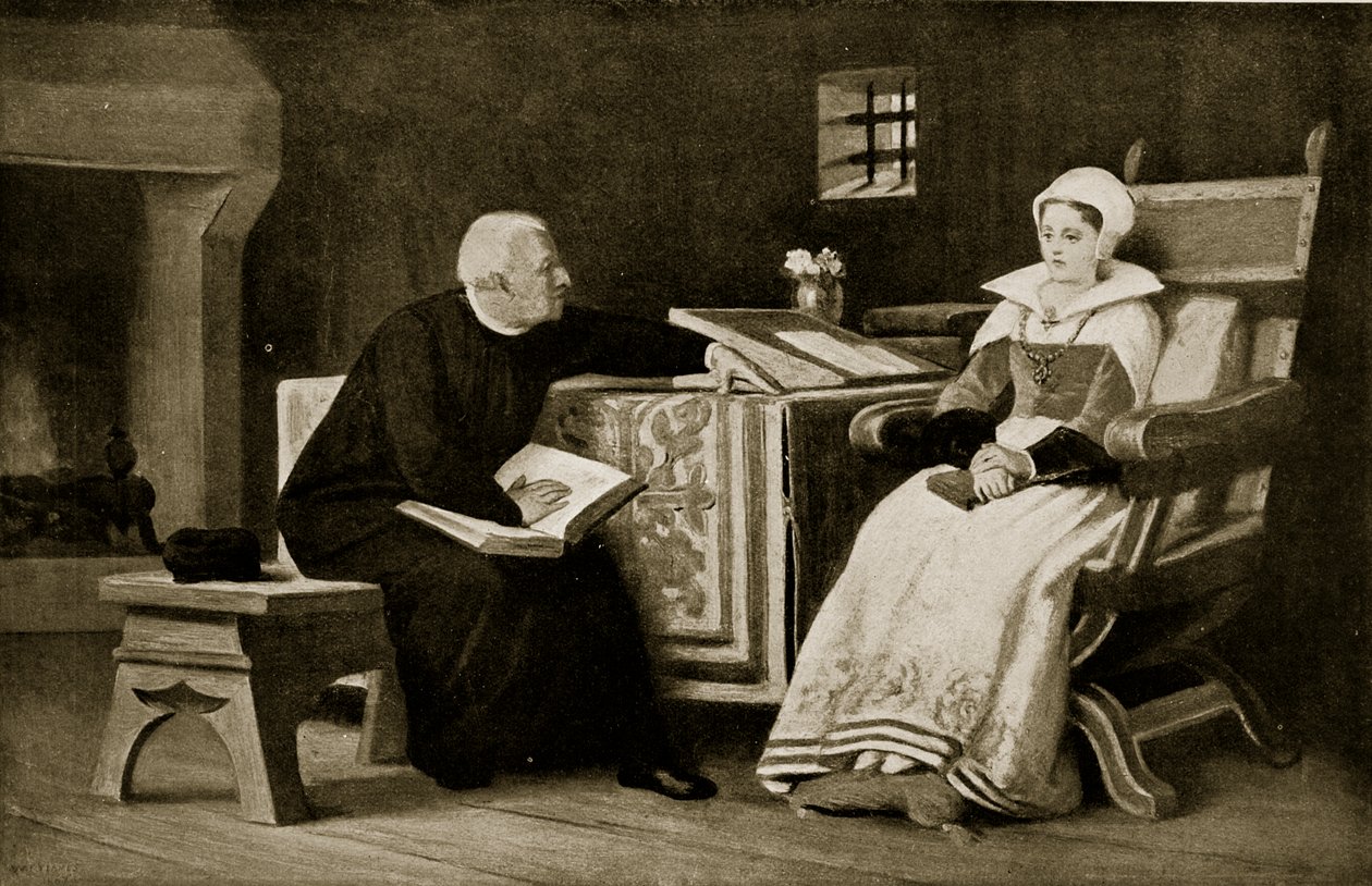 Lady Jane Gray i fengsel, illustrasjon fra 'Hutchinson's Story of the British Nation', ca. 1923 av William Frederick Yeames