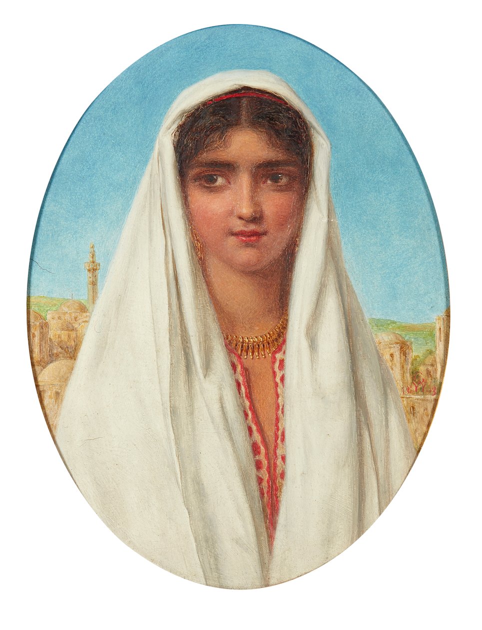 Portrett av en arabisk jente (olje på panel) av William Gale