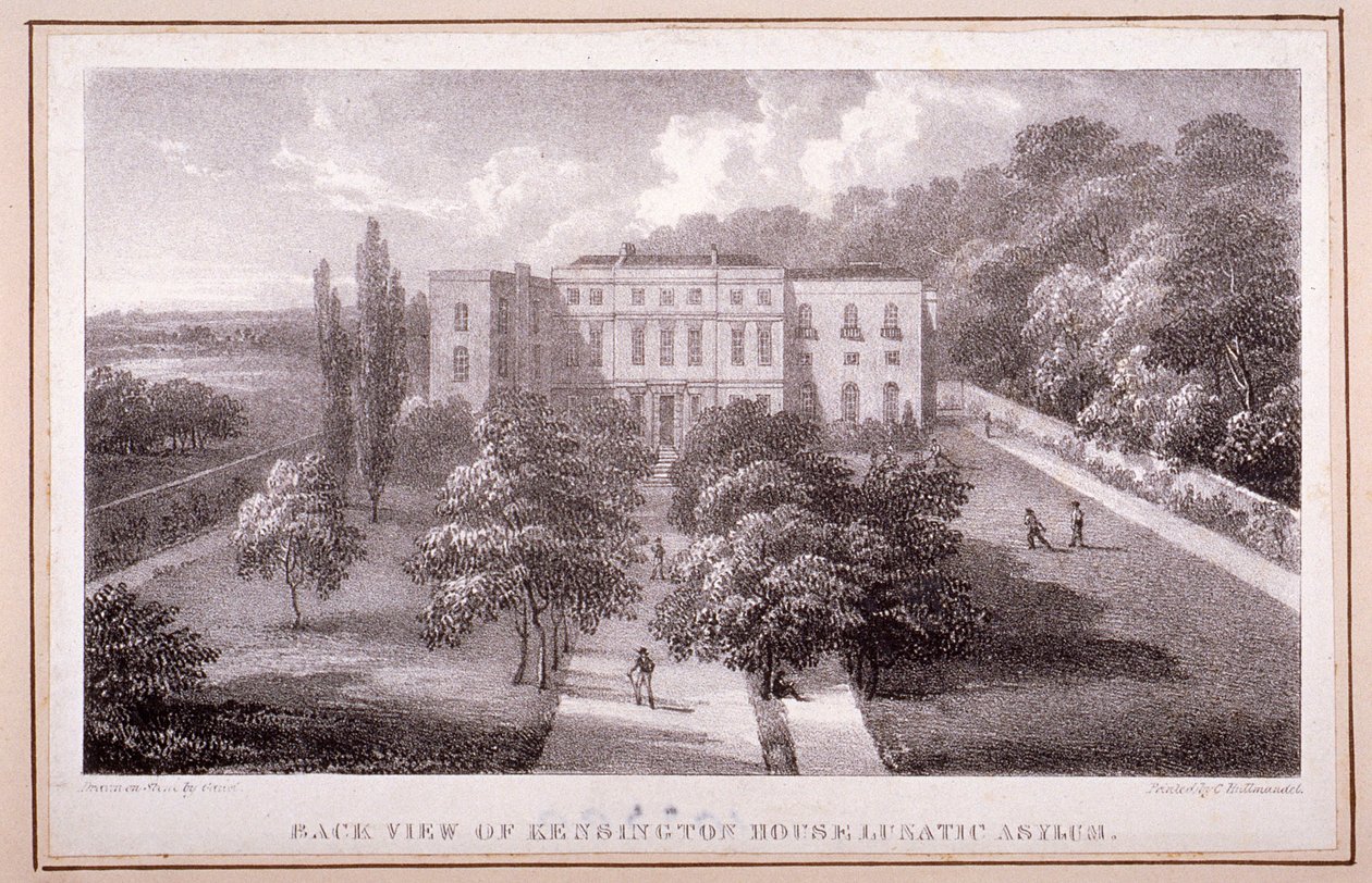 Utsikt over Kensington House Lunatic Asylum, ca. 1830 av William Gauci