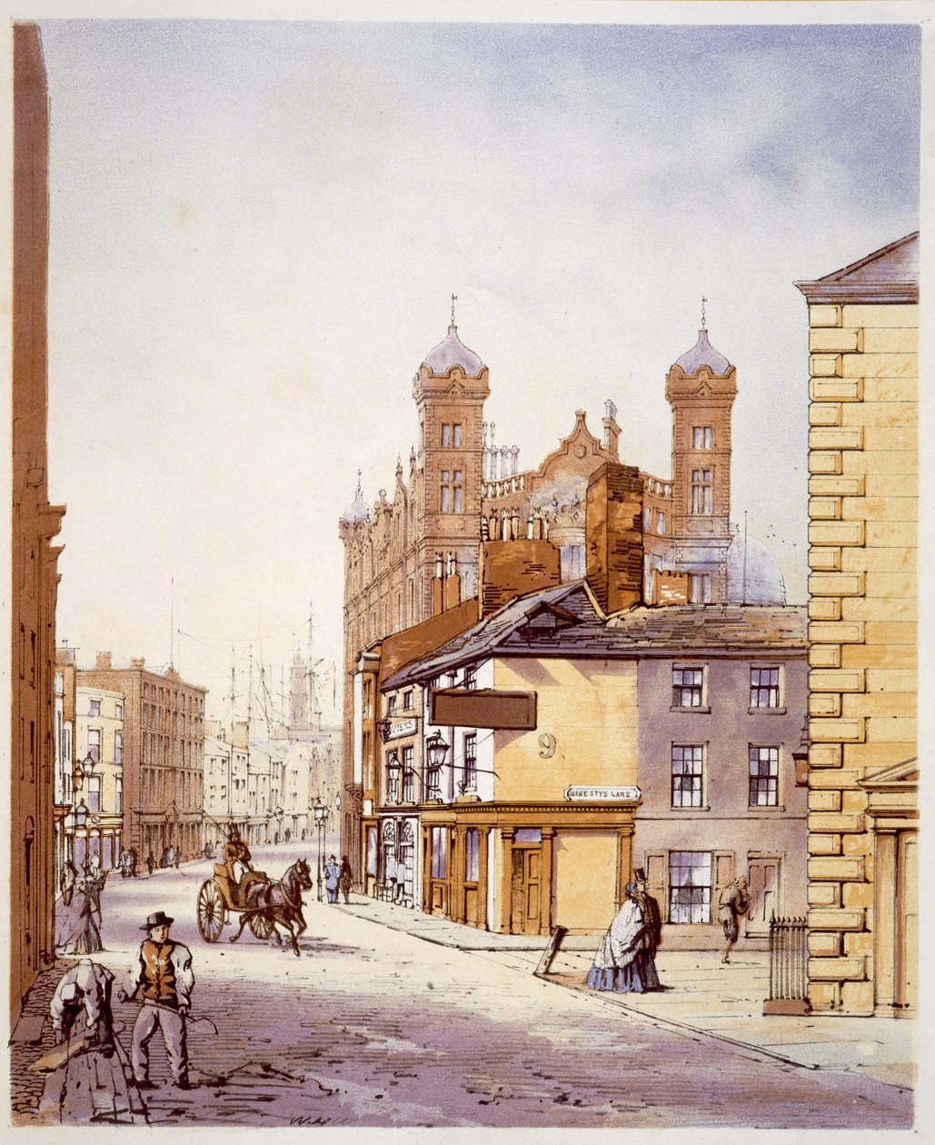 The Sailors' Home, fra Hanover Street, fra 'Modern Liverpool Illustrated', gravert av William Gavin Herdman og James Orr Marples, med beskrivelser av A. Pickering, utgitt 1864 av William Gavin Herdman