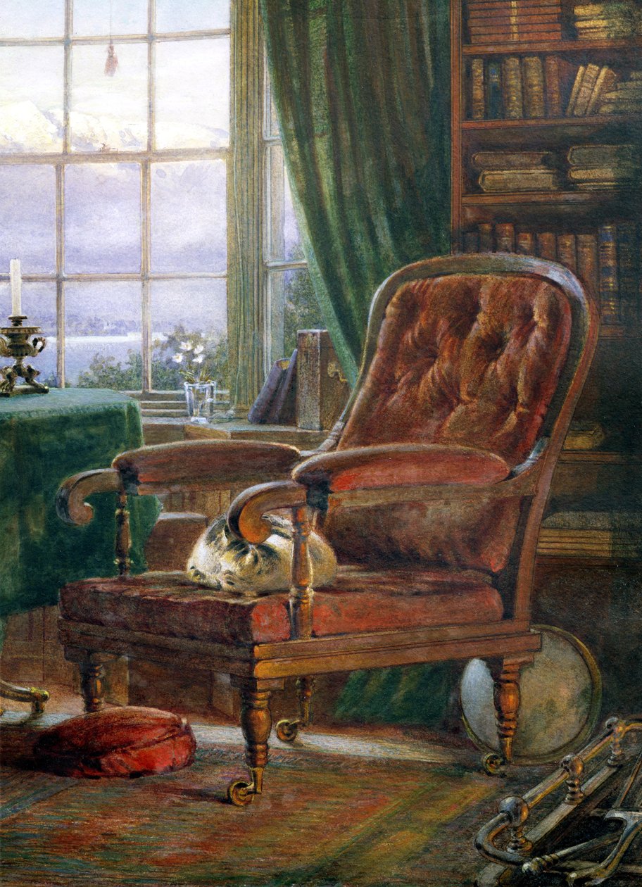 John Ruskins studerer i Brantwood, Cumbria, 1882 wc detalj av 26629 av William Gersham Collingwood