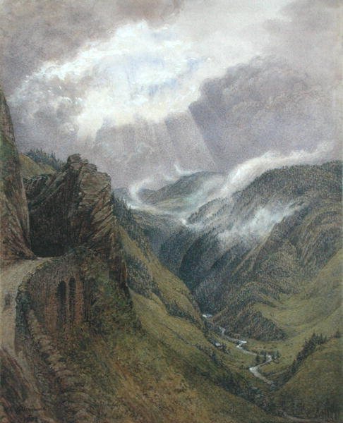 På Ruskins gamle vei mellom Morez og Les Rousses, Jura av William Gersham Collingwood