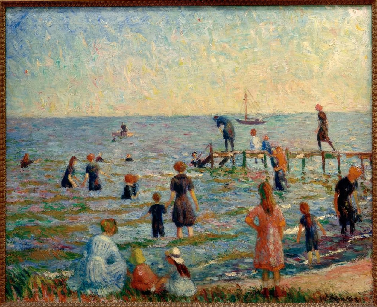 Baden i Bellport, Long Island av William Glackens