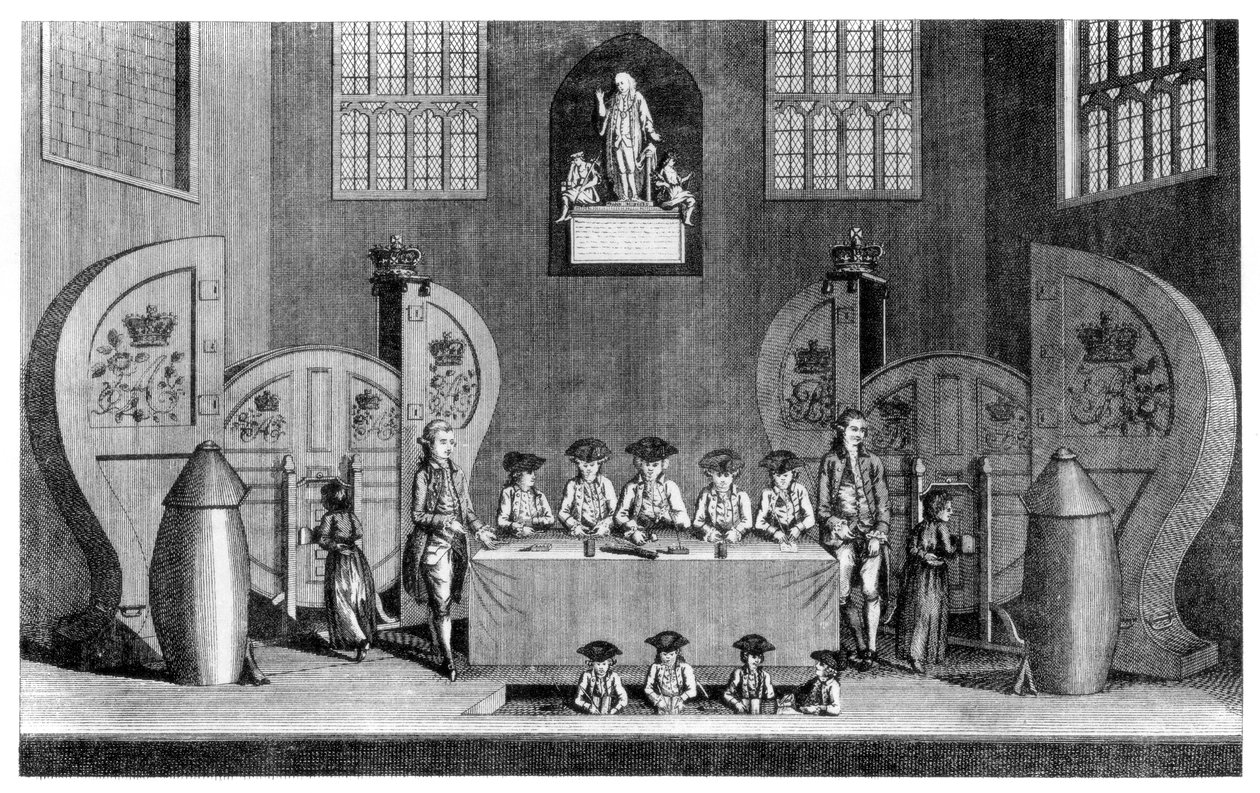 Drawing the State Lottery i Guildhall, City of London, 1763 1886. av William Griggs