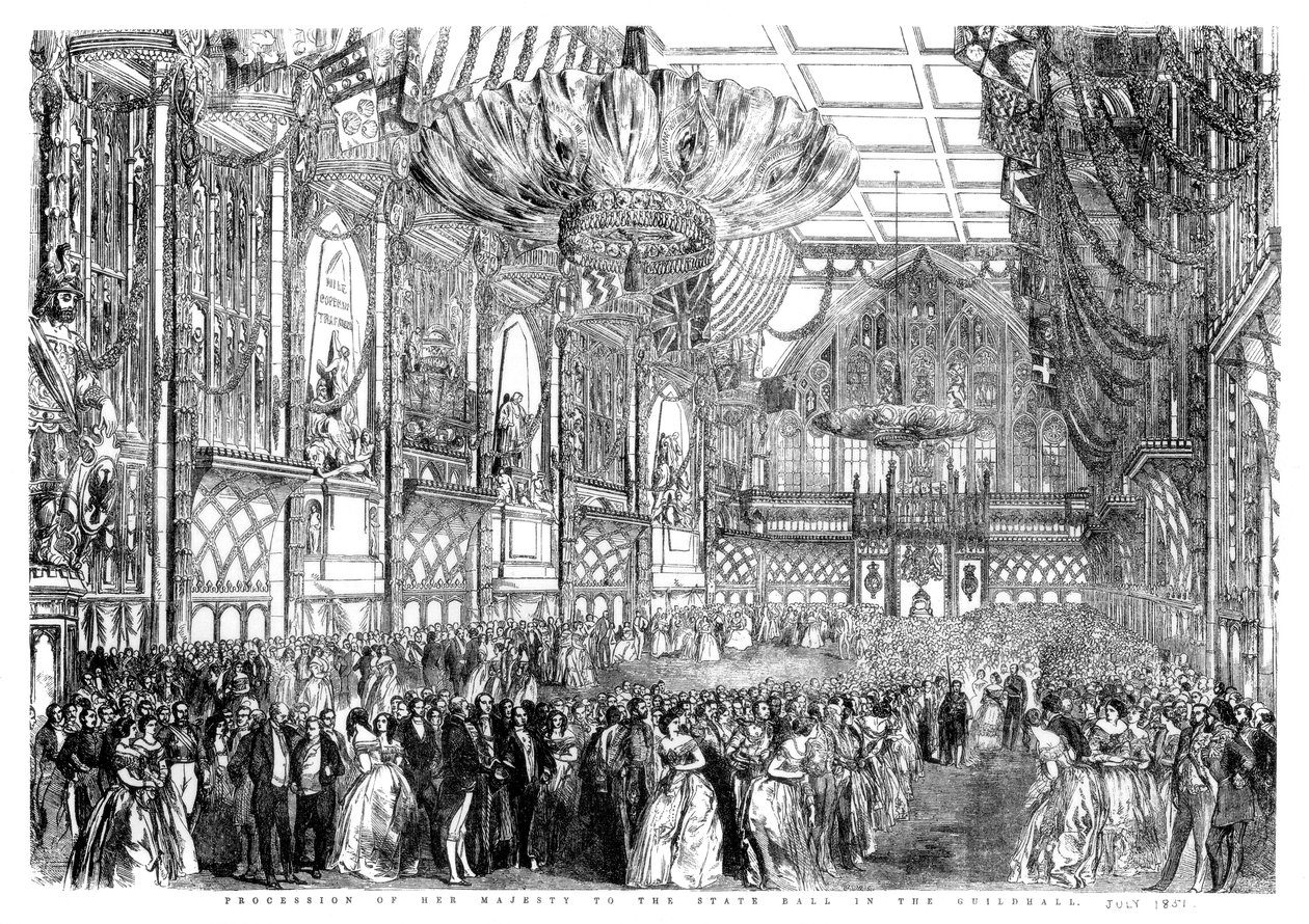 Prosesjon av Hennes Majestet til State Ball i Guildhall, City of London, juli 1851 1886. av William Griggs