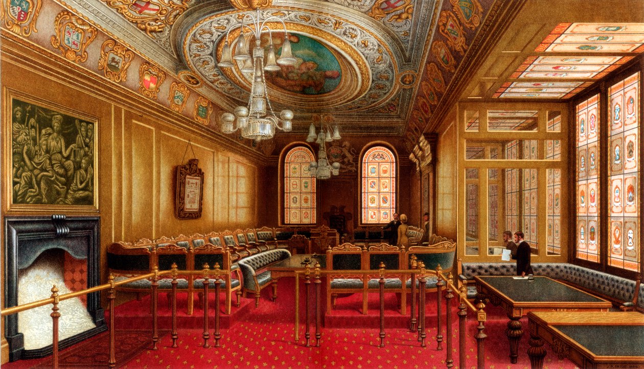The Aldermens Court Room, Guildhall, City of London, 1886. av William Griggs