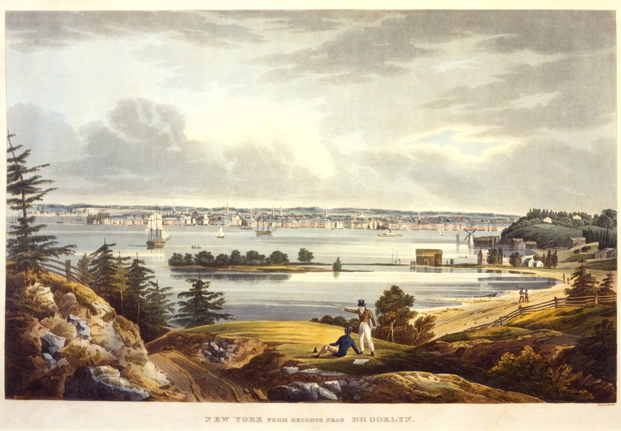 New York fra Heights nær Brooklyn, gravert av John Hill, udatert (akvatint) av William Guy Wall