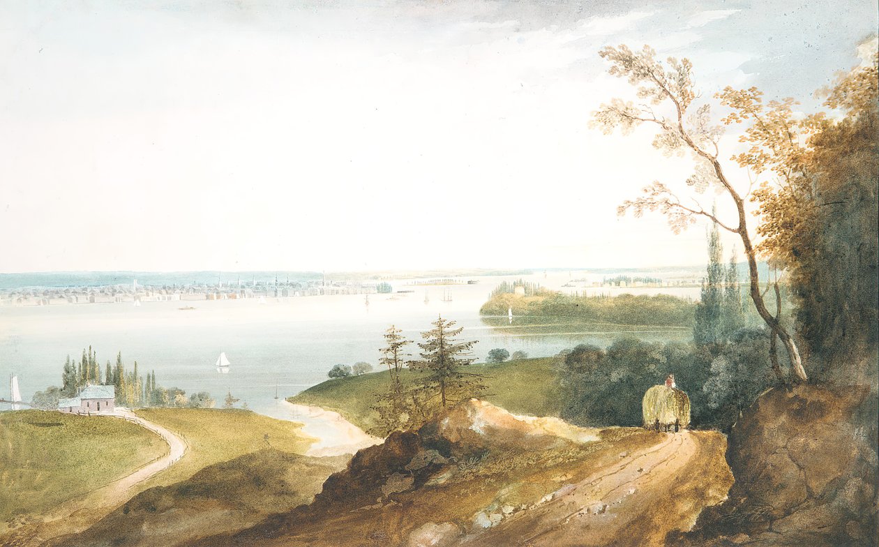 New York fra Weehawk, ca. 1820-23. av William Guy Wall