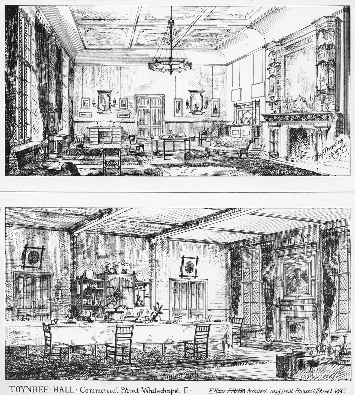 Interiør i Toynbee Hall av William H Atkin Berry