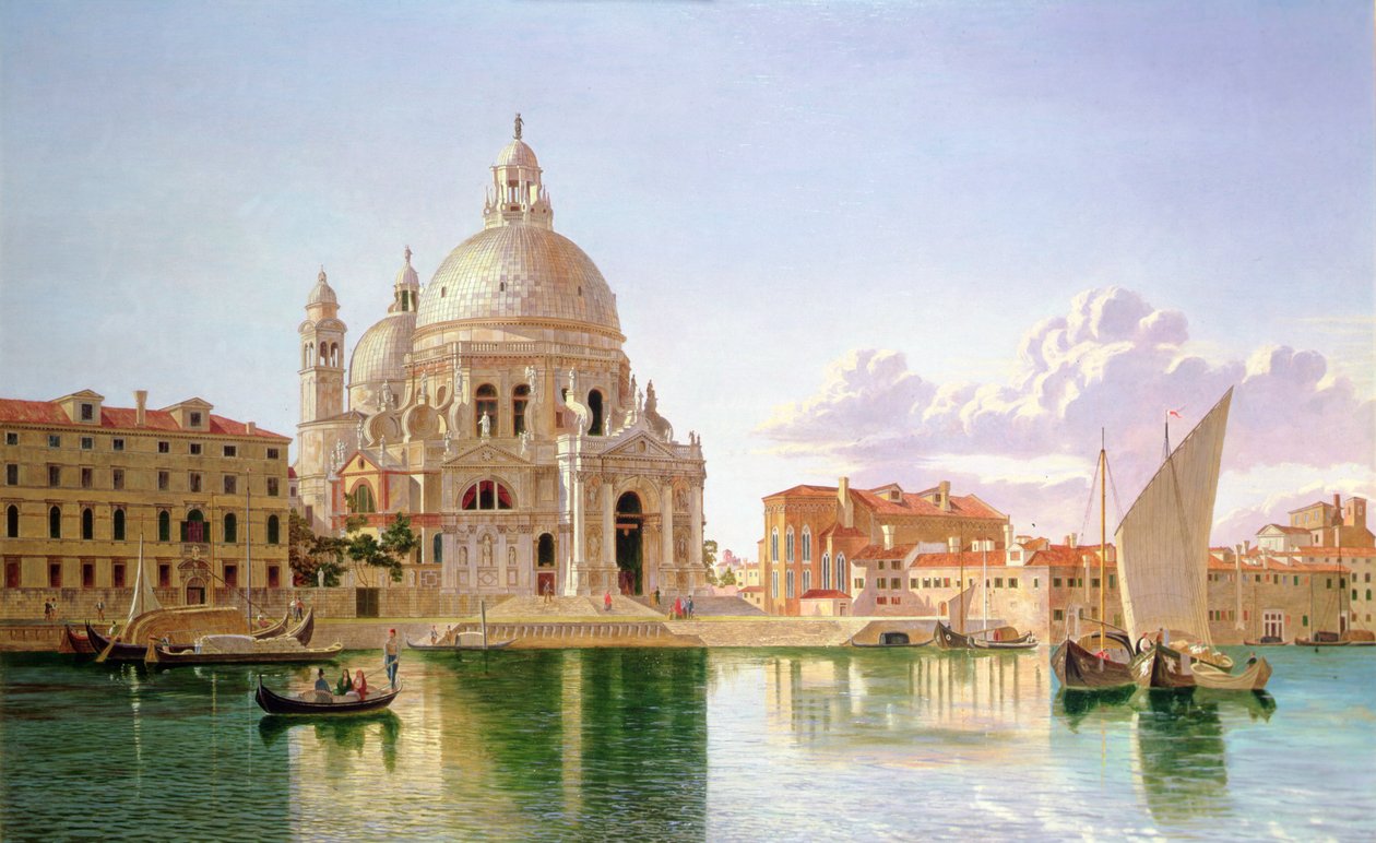 En utsikt over Santa Maria Della Salute, Venezia (olje på lerret) av William H. Burnett
