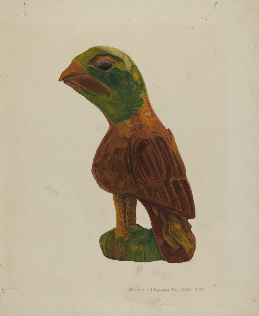 Pa. Tysk utskåret fugl, ca. 1939. av William H Edwards