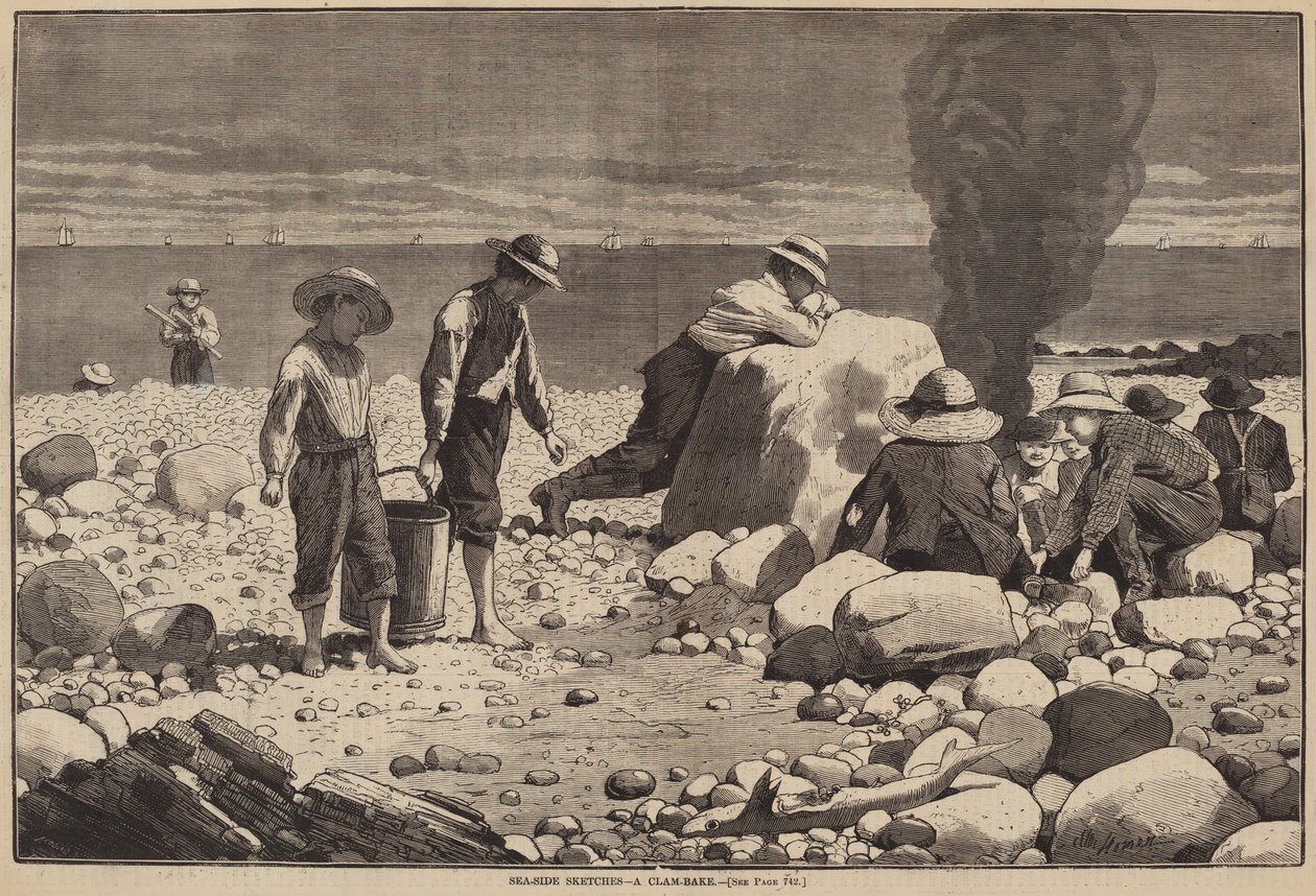 Sea-Side Skisser - A Clam-Bake av William H. Redding after Winslow Homer