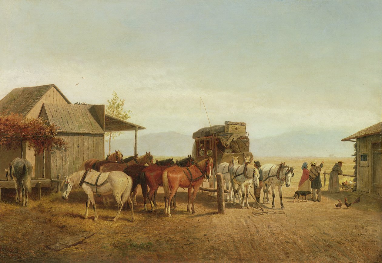 California Stagecoach Halt, 1875 av William Hahn