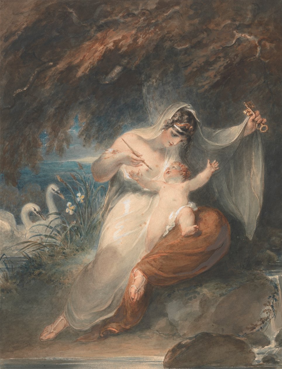 Naturen avslører seg selv for spedbarnet Shakespeare: Thomas Gray, The Progress of Poesy, III.1 av William Hamilton