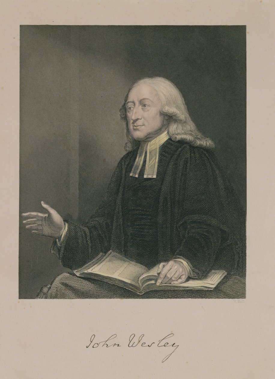 Portrett av John Wesley (1703-91) gravert av William Holl (1807-71) pub. av A. Fullarton und Co. av William Hamilton