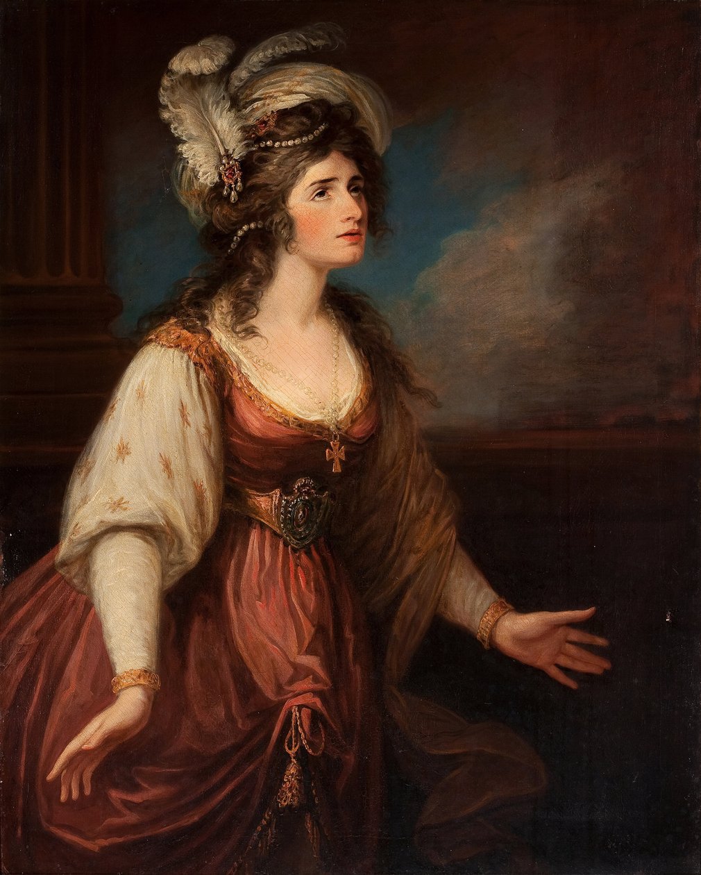 Portrett av Sarah Siddons (1755-1831) als Zara, av Hamilton, William (1751-1801). Olje på lerret, ca 1784. Mål : 127x101,6 cm. Privat samling av William Hamilton