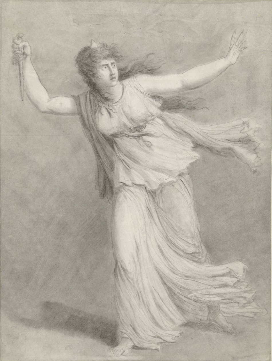 Skuespiller Sarah Siddons i rollen som Euphrasia av William Hamilton