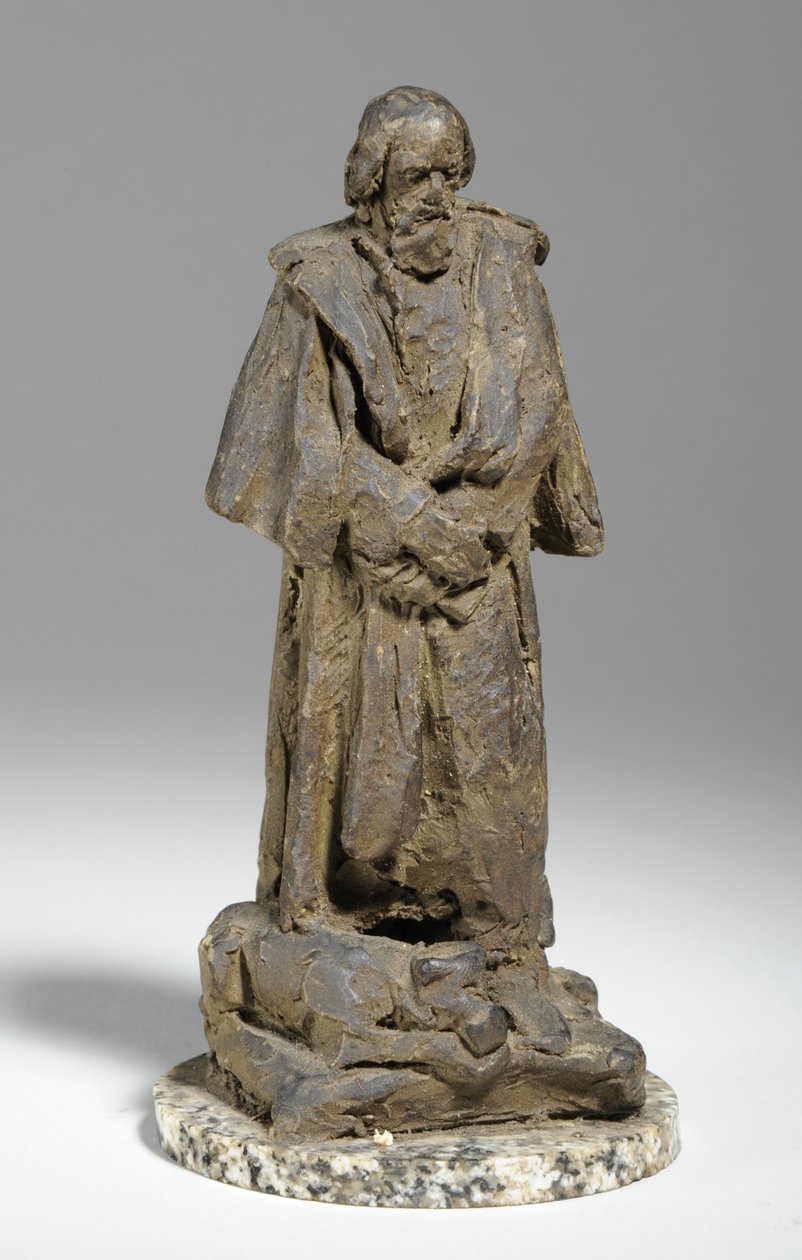 Maquette for Alfred, Lord Tennyson sittende ved Trinity College, Cambridge, ca. 1909 (gips) av William Hamo Thornycroft