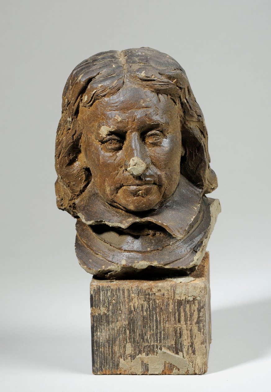 Portrett av Oliver Cromwell (voks og tre) (se også 440364) av William Hamo Thornycroft