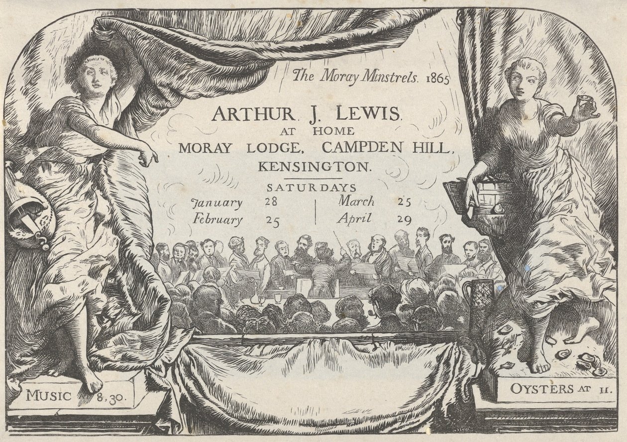 Moray Minstrels invitasjonskort av Arthur James Lewis, 1865. av William Harcourt Hooper