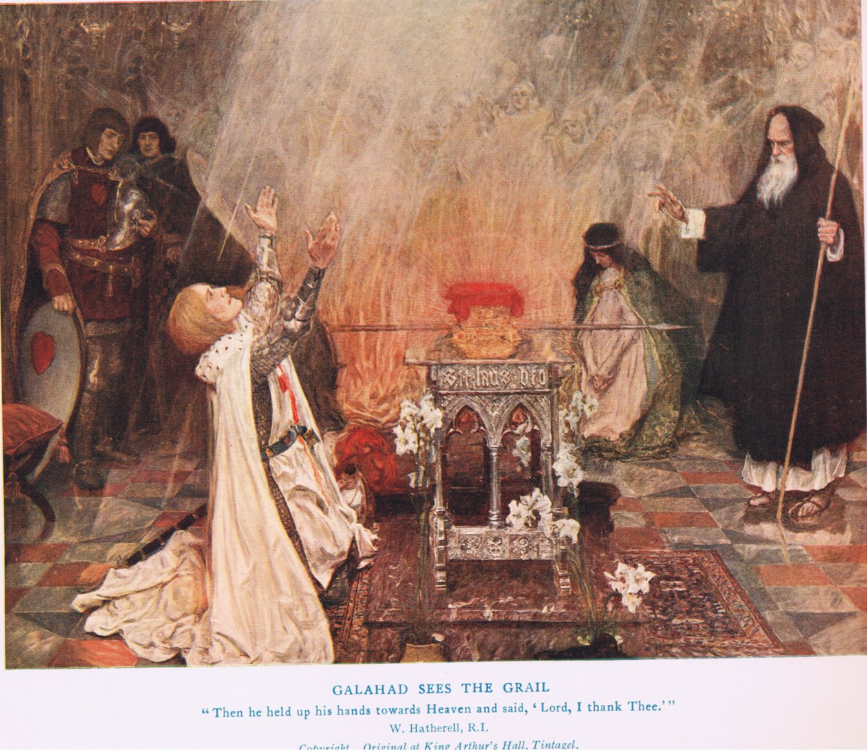 Galahad ser gralen, illustrasjon fra 