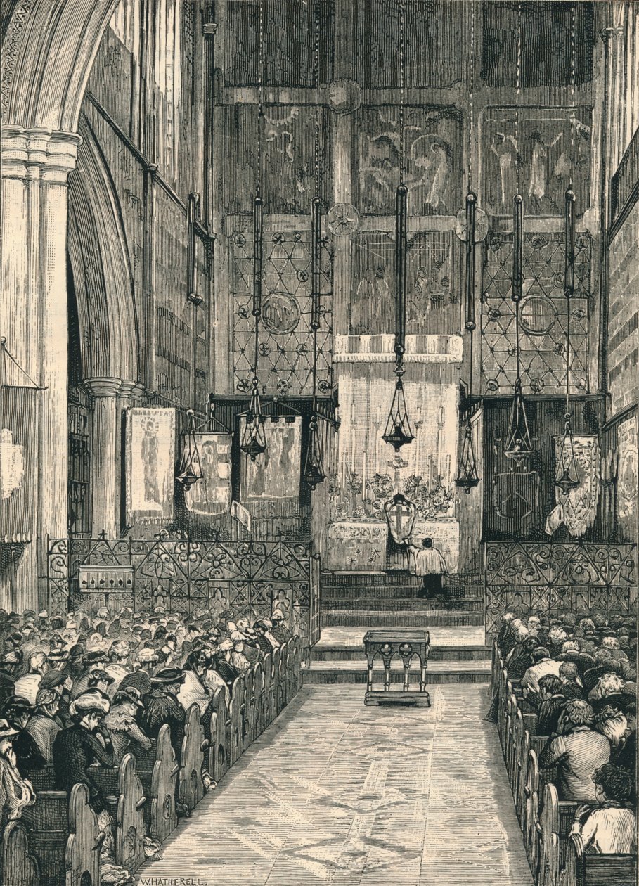 Interiør av St. Albans Church, Holborn, sent på 1800-tallet. av William Hatherell