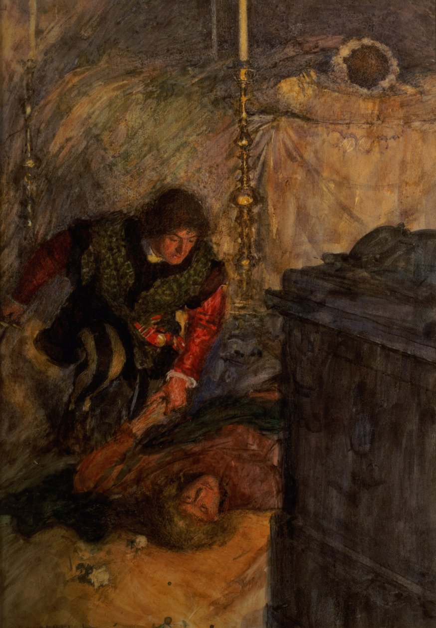 Romeo og Julie, Act V Scene 4 (akvarell på papir) av William Hatherell