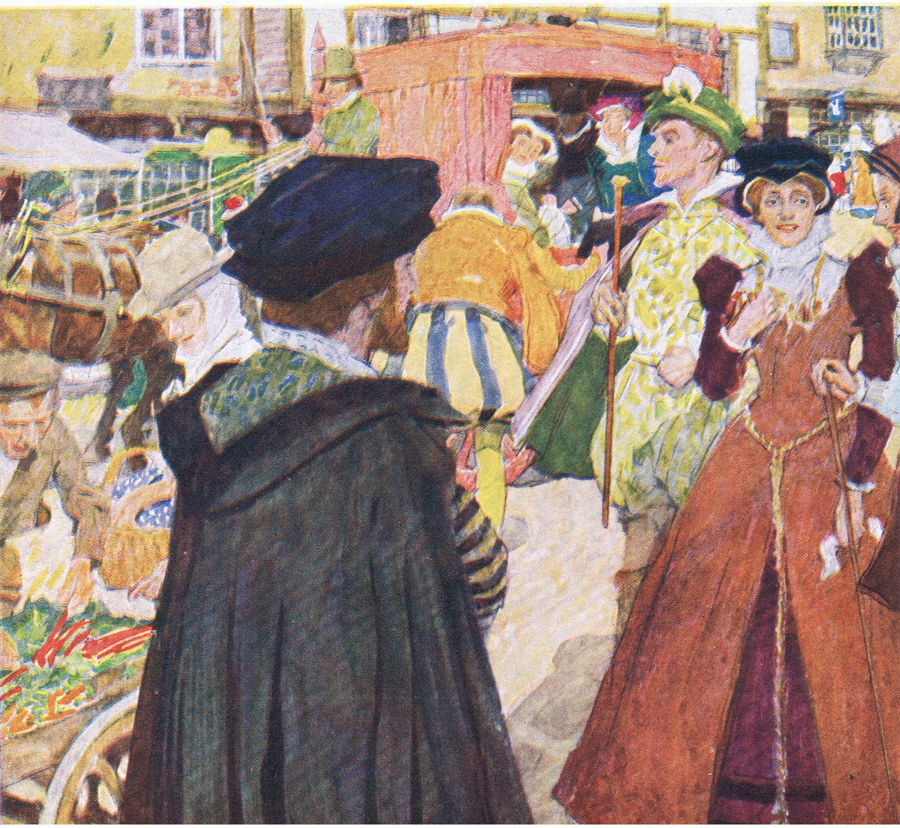 Shakespeare noterer seg den tåpelige moten til fopsens på Ludgate Hill, fra My Magazine, pub.1922 av William Hatherell