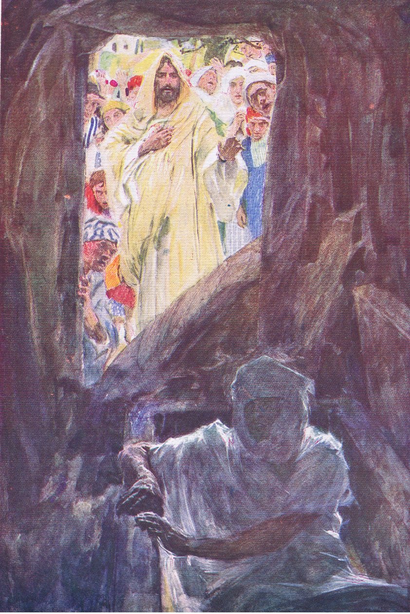 The raising of Lazarus, fra The Bible Story utgitt av Hodder & Stoughton, ca. 1930 av William Hatherell