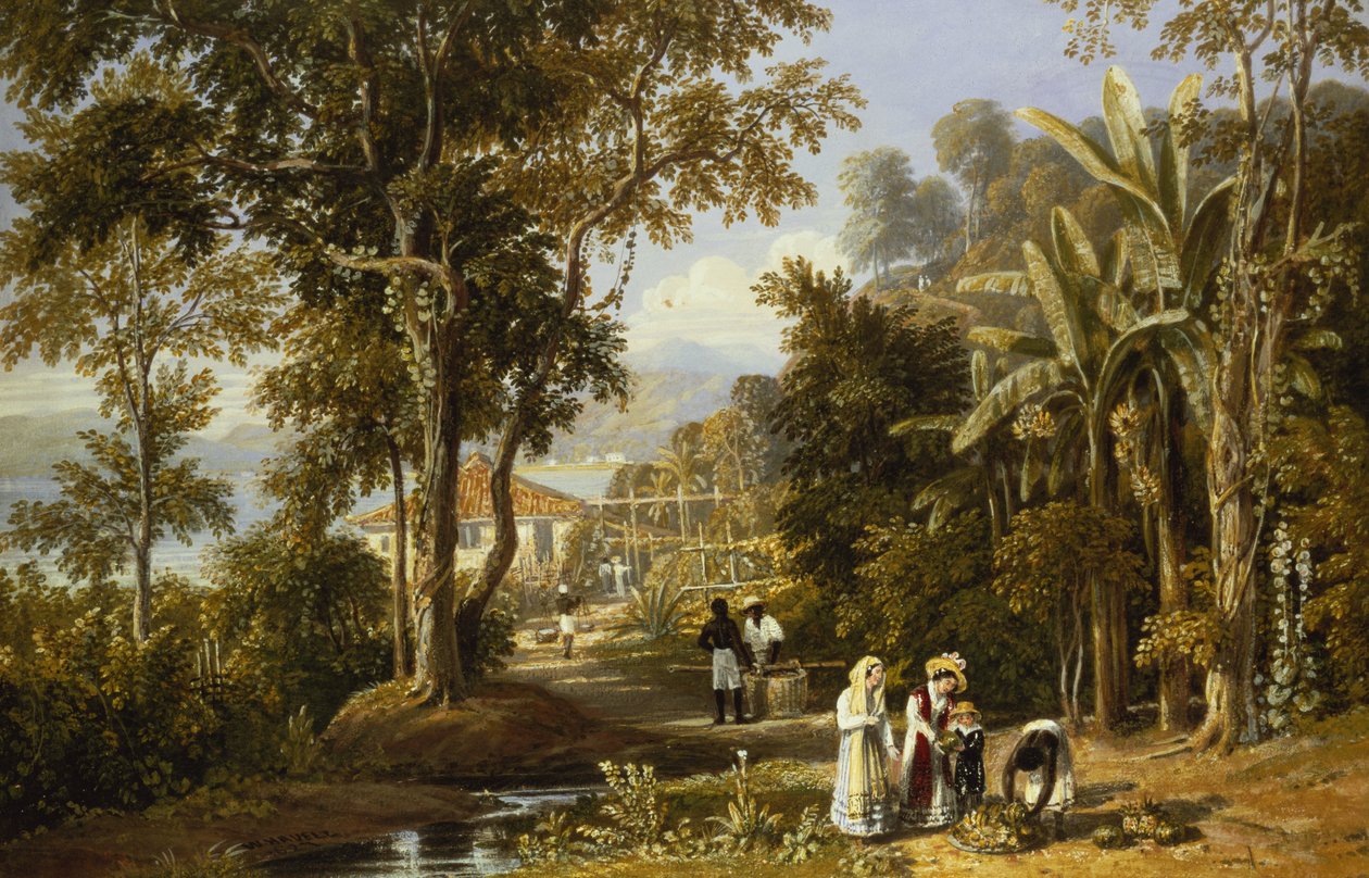 Hagescene på Braganza-kysten, Rio de Janeiro, 1827 av William Havell