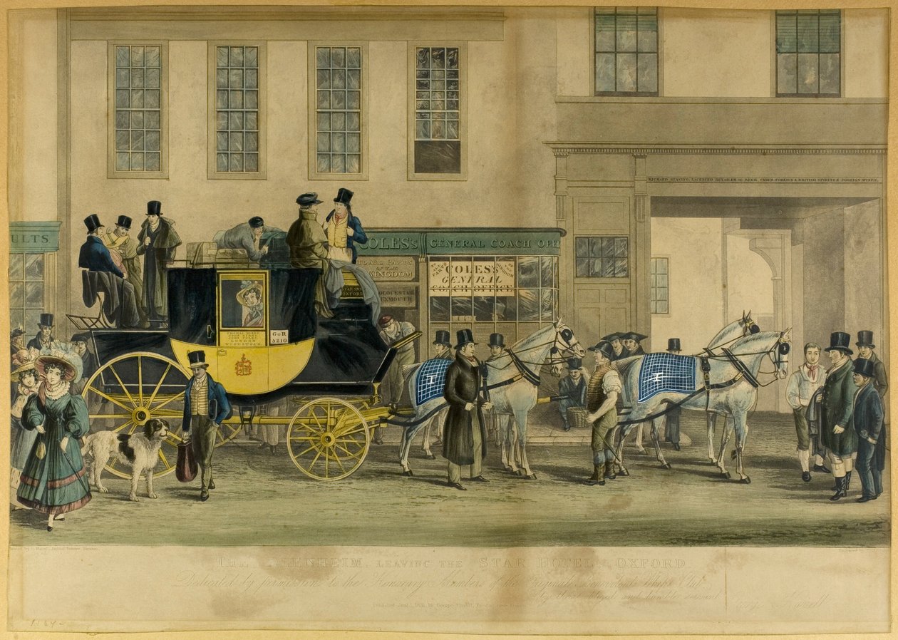 The Blenheim, Leaving the Star Hotel, Oxford av William Havell