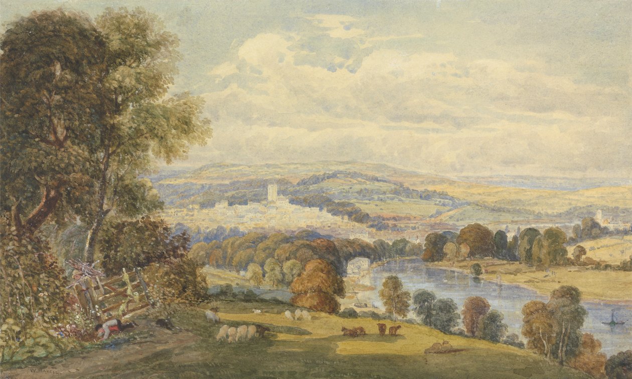 Utsikt over Totnes, Devon av William Havell
