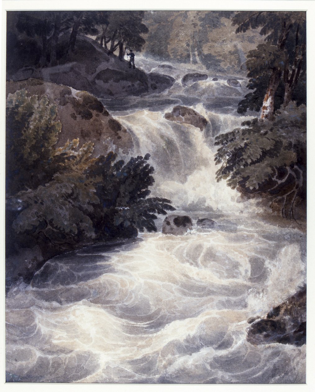 Foss ved Ambleside, sett gjennom et vindu, 1807 av William Havell