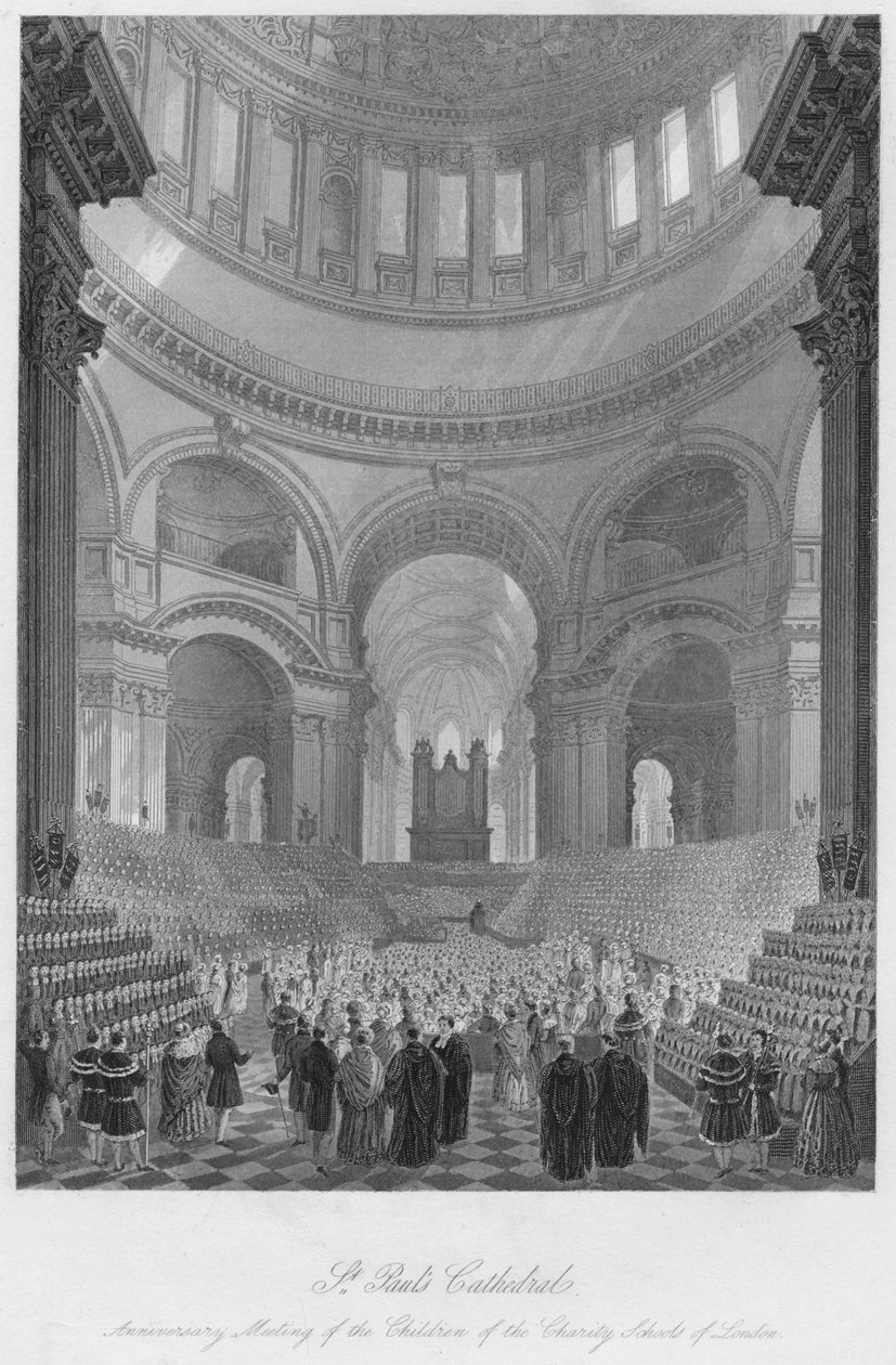 St. Pauls Katedral. Jubileumsmøte for barna til Charity Schools of London, c1841 av William Haydon Fuge