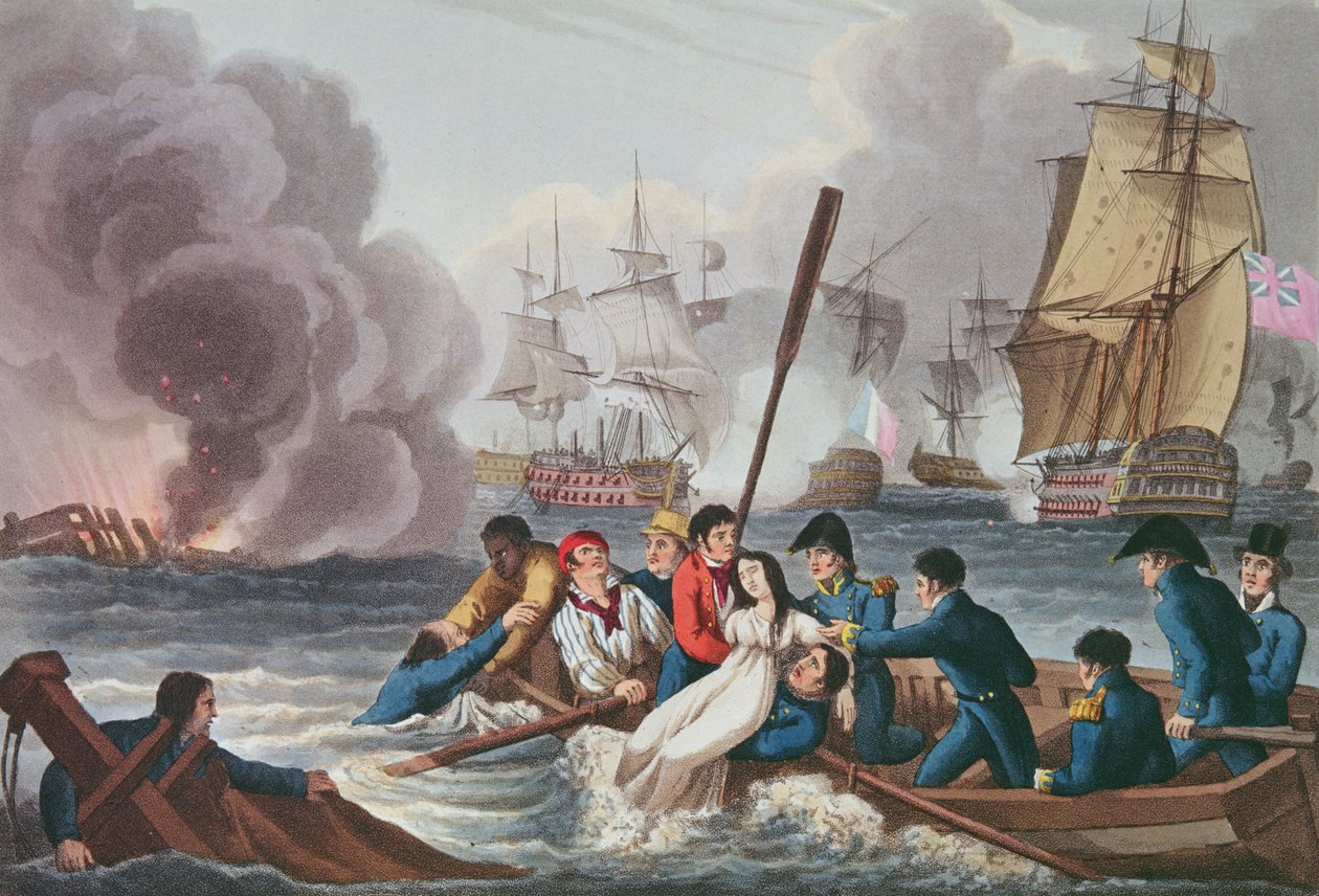 Anekdote ved slaget ved Trafalgar, gravert av Matthew Dubourg (fl.1813-20) fra 