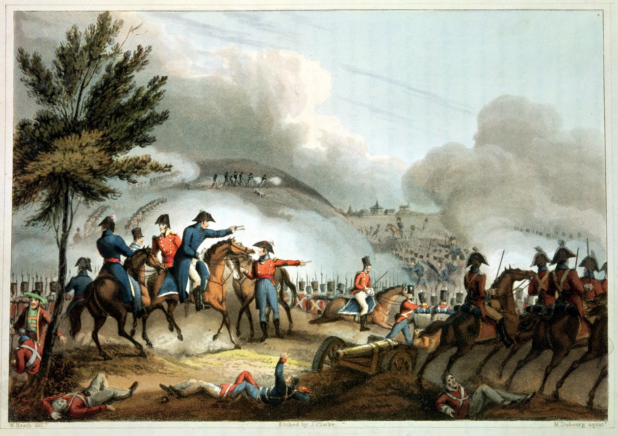 Slaget ved Salamanca, 22. juli 1812, etset av J. Clarke, farget av M. Dubourg (akvatint) av William Heath