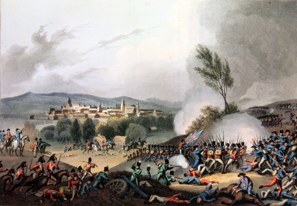 Slaget ved Vittoria, 21. juni 1813, etset av I. Clark, aquatinted av M. DuBourg (akvatint) av William Heath