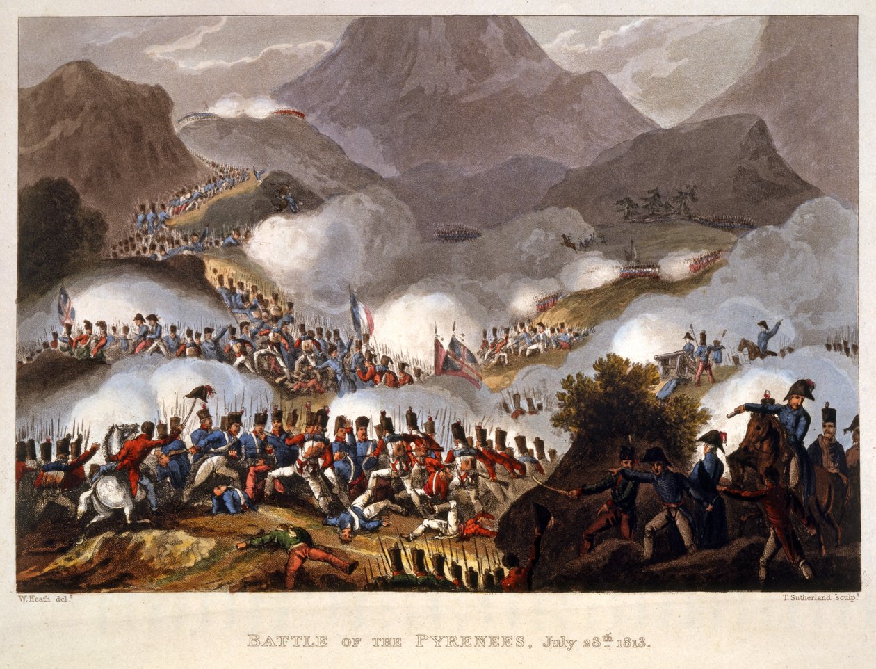 Slaget ved Pyreneene, 28. juli 1813, pub. London 1815 av William Heath